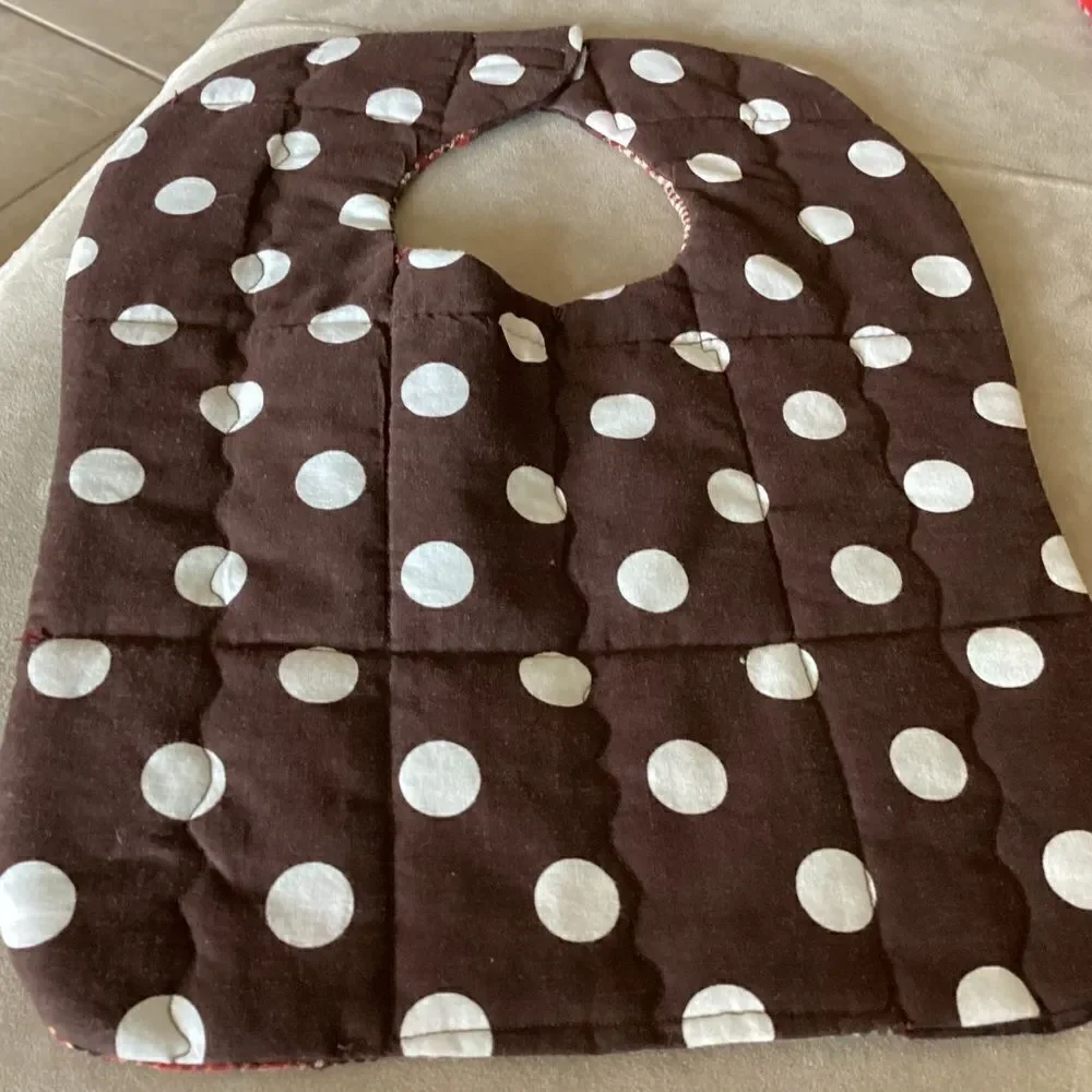 NWT. Hand, crafted baby bib in brown and green shirt  plaids